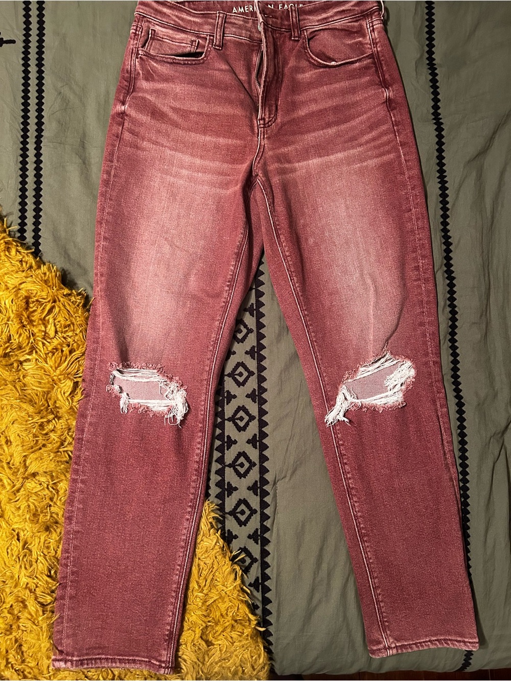 American Eagle Outfitters Women's Ripped High-Rise Jeans - Mauve Pink